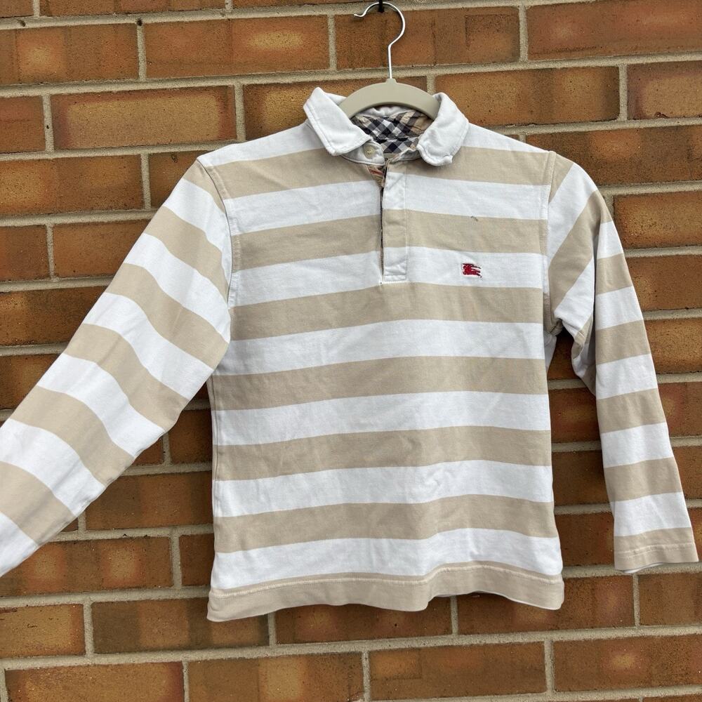 Burberry Rugby Striped Shirt Size 10Y Long Sleeve Flaws